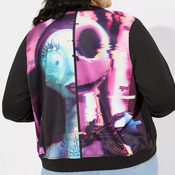 Torrid 00 (size 10) Disney Nightmare Before Christmas Jack Sally Bomber Jacket - Picture 3 of 3